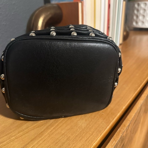 Zara Black and Silver Mini Bag with Woven Leather & Beaded Design NWOT - Picture 3 of 5